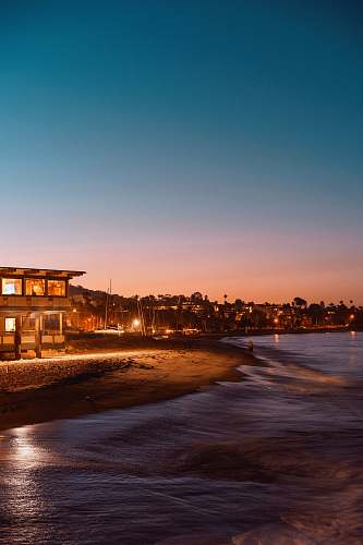 santa barbara house beside body of water dusk